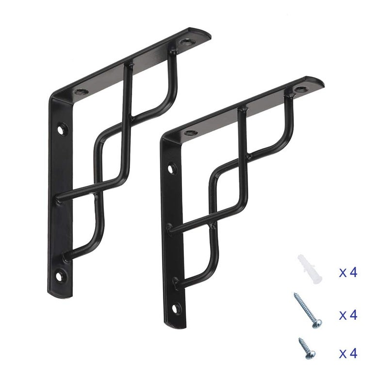 Dewell 2 Pcs 6inch L Shape Decorative Shelf Brackets, Wall Mounted Shelf Supports Black, LSB150 - Image 4